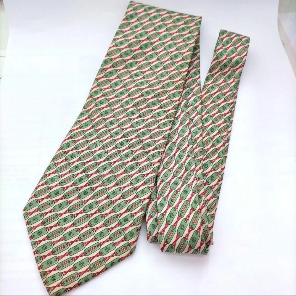 GUCCI necktie in green, red, and beige - Picture 7 of 14